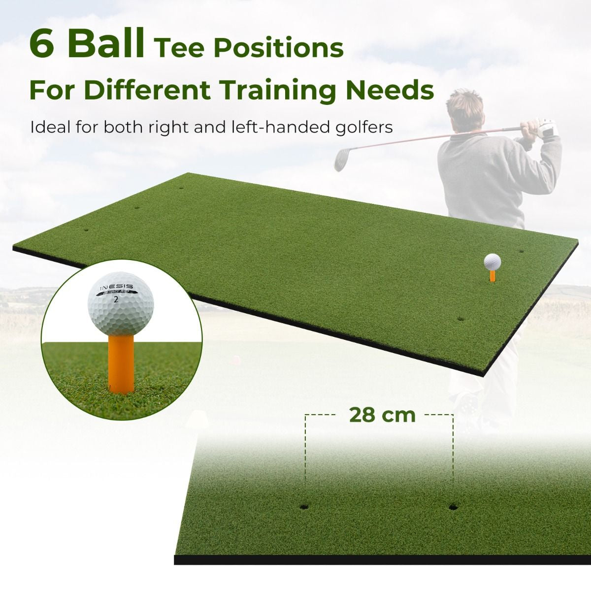20 Mm Golf Hitting Mat Includes 2 Rubber Tees and 2 Alignment Sticks