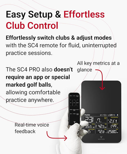 Unisex Sc4 Pro & Golf Simulator and Launch Monitor, Black