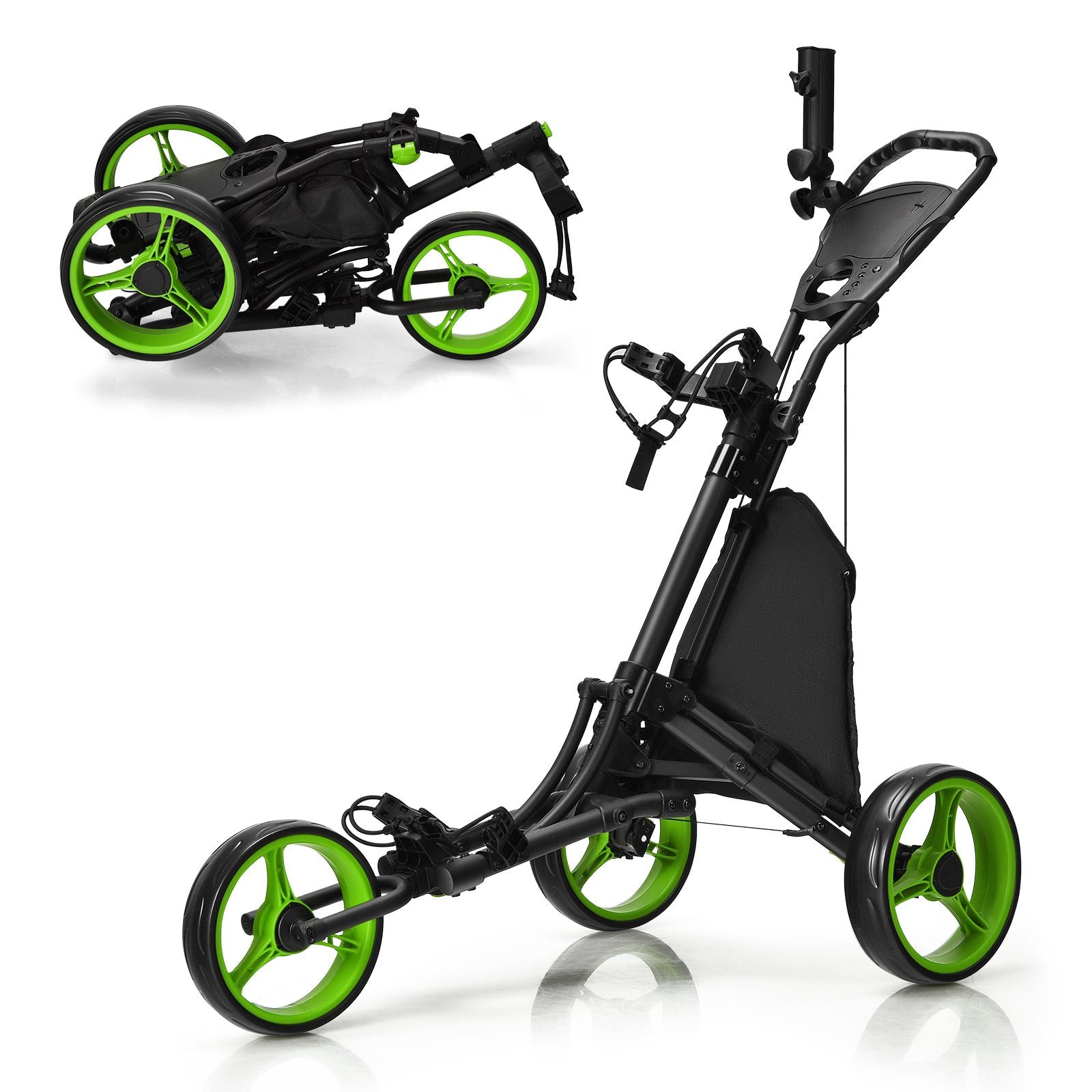 3 Wheel Golf Push Pull Cart with Adjustable Height Handle