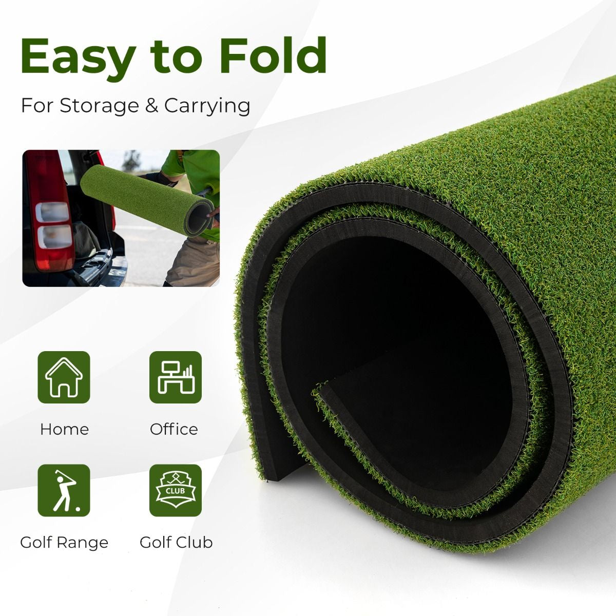 20 Mm Golf Hitting Mat Includes 2 Rubber Tees and 2 Alignment Sticks