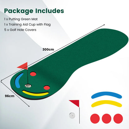 Golf Putting Green Set with 3 Putting Cups 1 Flag and Golf Hole Covers