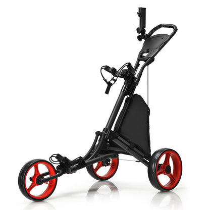 3 Wheel Golf Push Pull Cart with Adjustable Height Handle